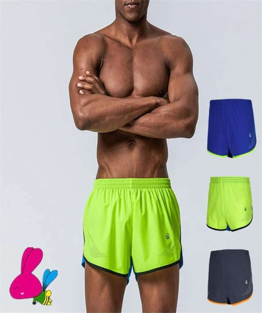 Sportsmän som kör shorts andningsbar snabb torr svart grå fitness gym kort homme stor storlek6917129