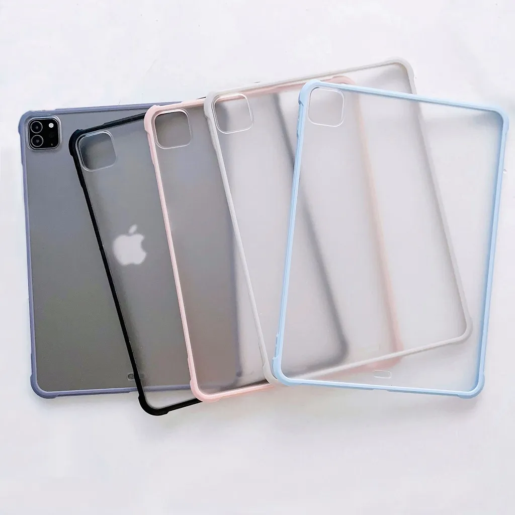 Ultra Thin Matte Clear Case Schutzabdeckung für iPad 9,7 10,2 12,9 Zoll Luft 4 5 Mini 6 Pro 11 TPU PC Hybrid Stoßfänger faltbare Kunststoffhalter -Airbag -Schutz