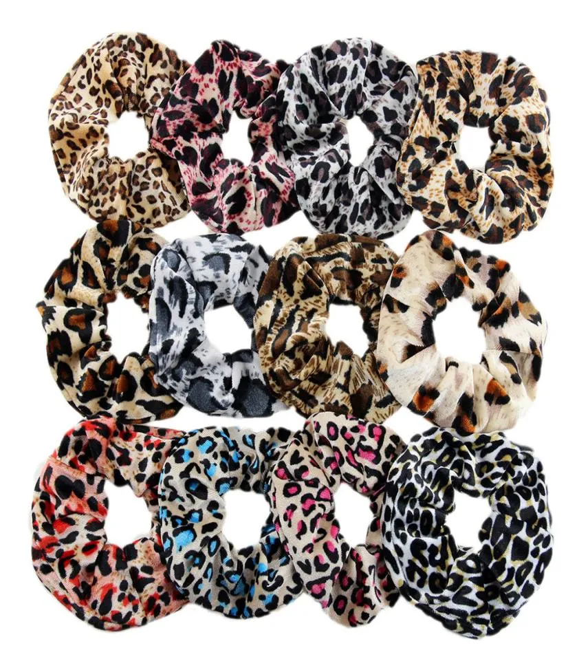 12pcs grand animal léopard cheveux chouchou ensemble pour les femmes satin velours élastique cheveux corde élastique pour queue de cheval hiver bandeau cheveux Ac8826574