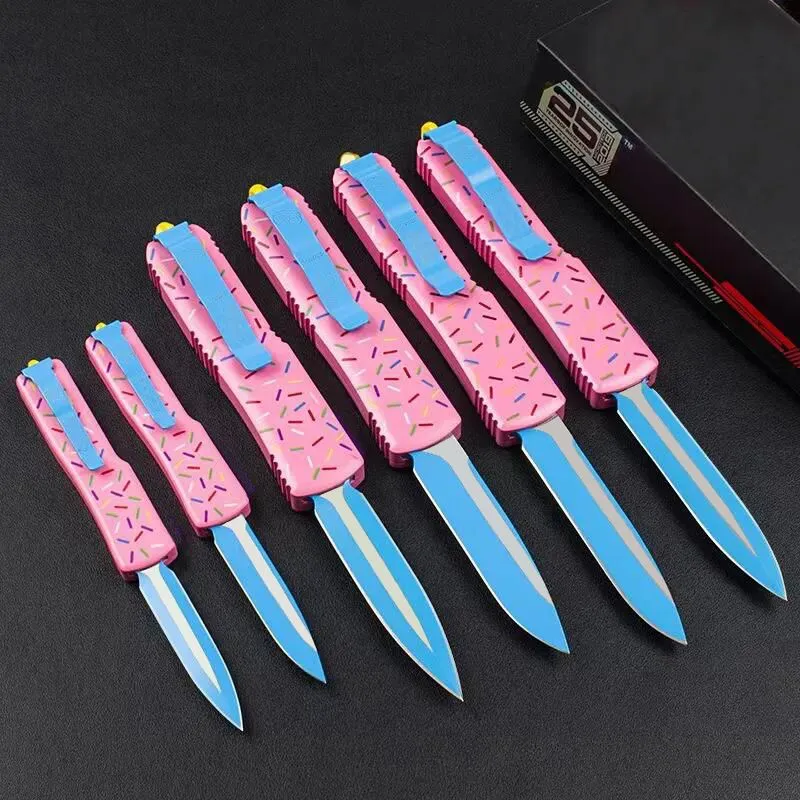 6 modelli UT70 / UT85 Esclusivo Dessert Warrior Ultratech Donut Pink Knife Manico in alluminio aeronautico da campeggio all'aperto Coltelli da tasca tattici EDC COLTELLI AUTOMATICI