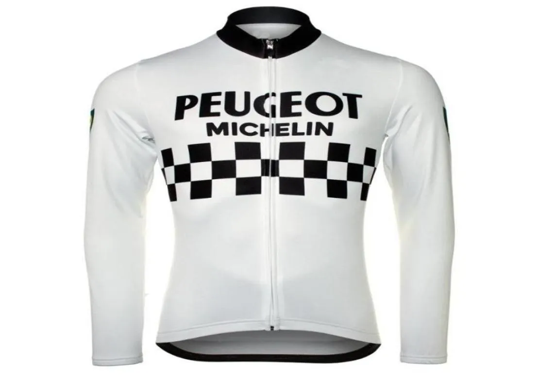 PEUGEOT 2 CORES Retro Homens Inverno Velo Térmico Ciclismo Jerseys Manga Longa Corrida Bicicleta Roupas Maillot Ropa Ciclismo3687861