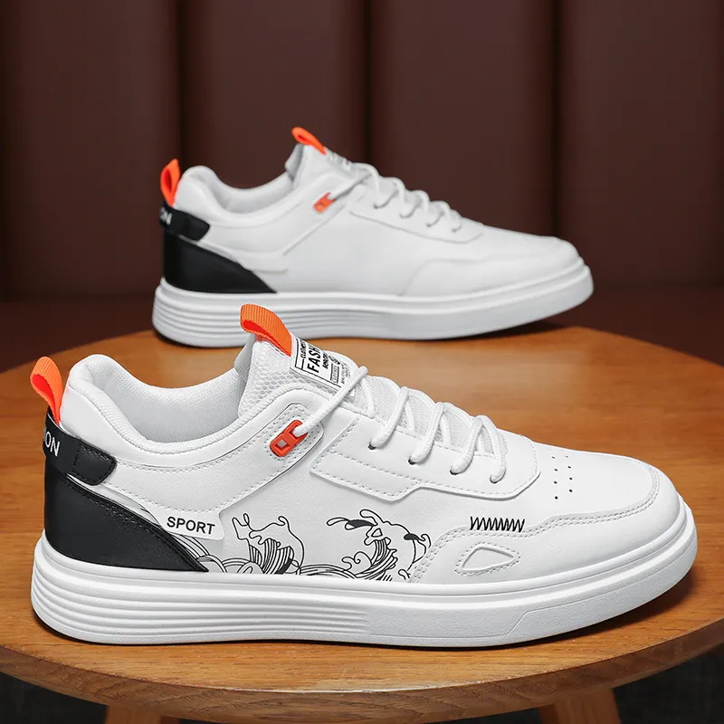 Mens leather tennis shoes white deals