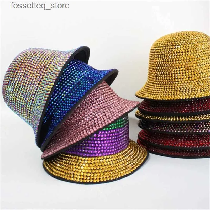 Chapeaux à large bord seau chapeaux seau chapeau pêcheur chapeau pour femme hommes brillant discothèque seau chapeau L240305