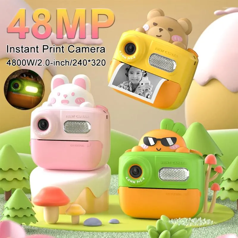 Digital Cameras 48MP Instant Print Camera 2Inch IPS Screen Toddler 1080P Kids Video With Paper For Girls Boys Travel