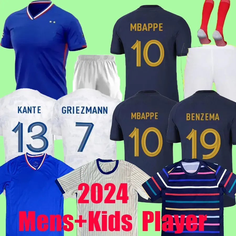 2024 Euro Cup French Home Jersey Mbappe Soccer Jerseys Dembele Coman Saliba Kante Maillot de Foot Equipe Maillots Griezmann Kids Men Women Player Football Shirt