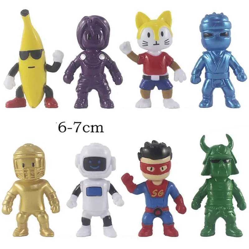 Anime Manga 8-Stumble Guys Action Figure Kawaii Anime Game Model Estátua Set Multiplayer Game Series Childrens Birthday Gift Toys J240308