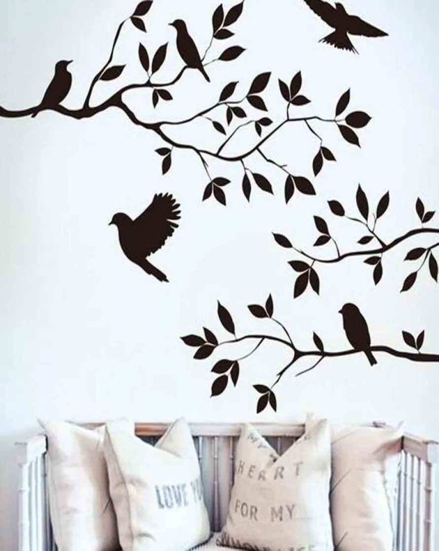 2016 Tree Branch and Birds Vinyl Art Wall Decal Removable Wall Sticker Home Decor wallpaper mural 9873404