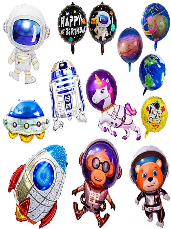 Astronauta astronave foglio di alluminio palloncino disco volante razzo cartone animato fantascienza via lattea bambini compleanno festa a tema solare s3213934