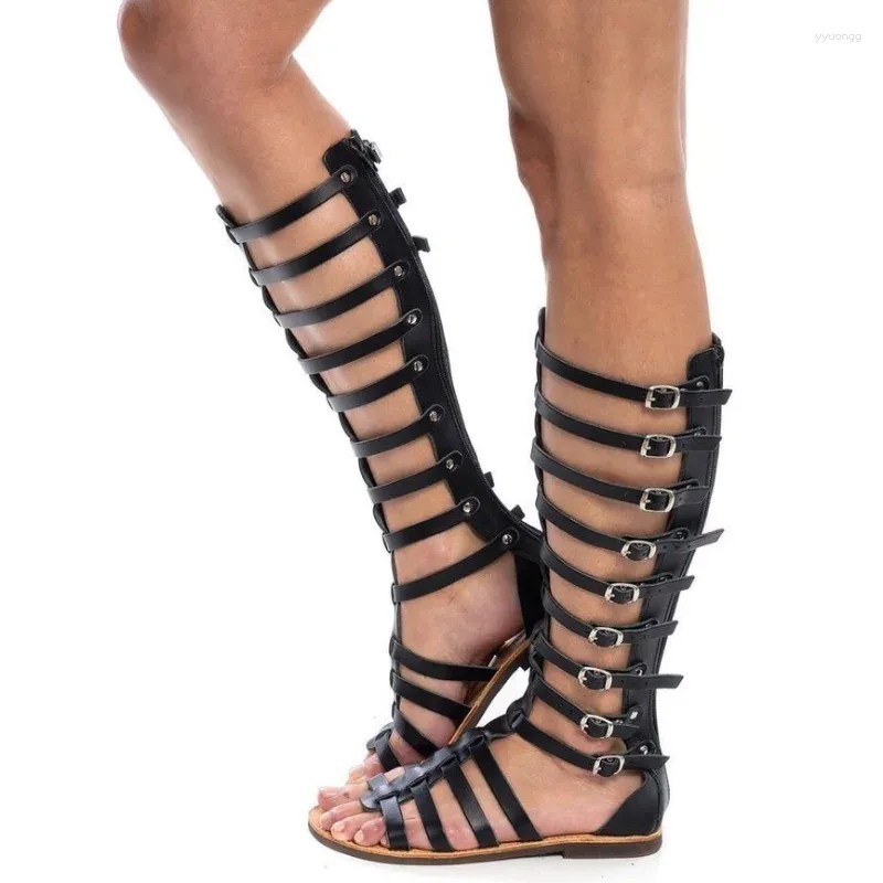 Sandaler Gladiator Sandal Woman Summer Roman Bandage Women Causal Zip Flat Girls Hollow Beach Shoes Zapatos Mujer