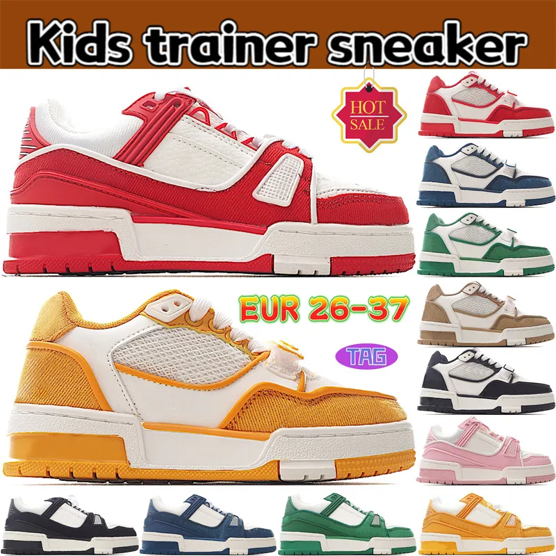 Enfants chaussures de créateur basses pour garçon fille formateur sneaker noir denim vert rose rouge jaune kaki garçons baskets décontractées filles mode baskets plates tenue quotidienne chaussure de luxe