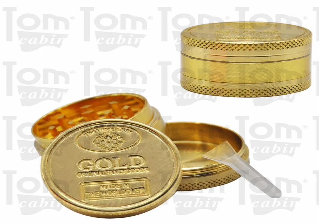 Gold Coin Grinder Zinc Alloy Herb Grinder 40MM 3 Piece With Diamond Teeth Tobacco Grinders Spice Crusher Metal Smoking Pipes Acces4744047