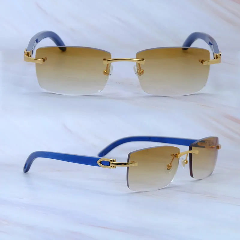 Blue Wood Sunglasses Rimless Square Vintage Sun... From 34  display picture 1