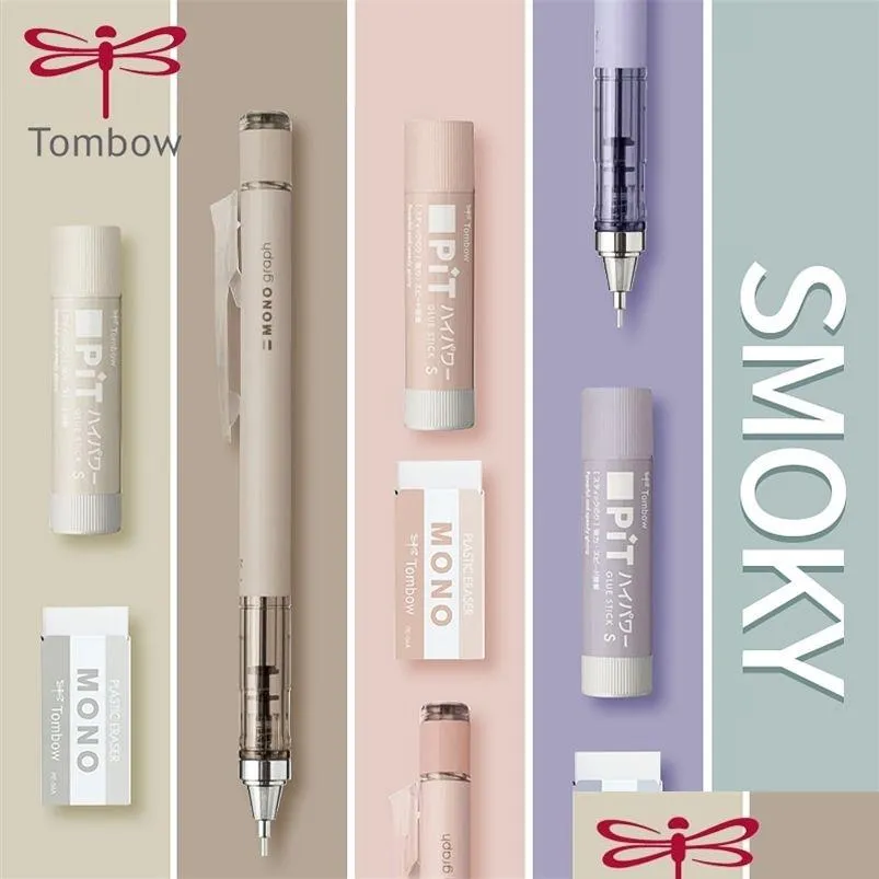 Crayon Japon Limited Tombow Série Fumée Combinaison Set Matic Crayon Mono Caoutchouc Colle Solide Peinture Écriture Étudiant Utilisation 201214 Drop Dhlva