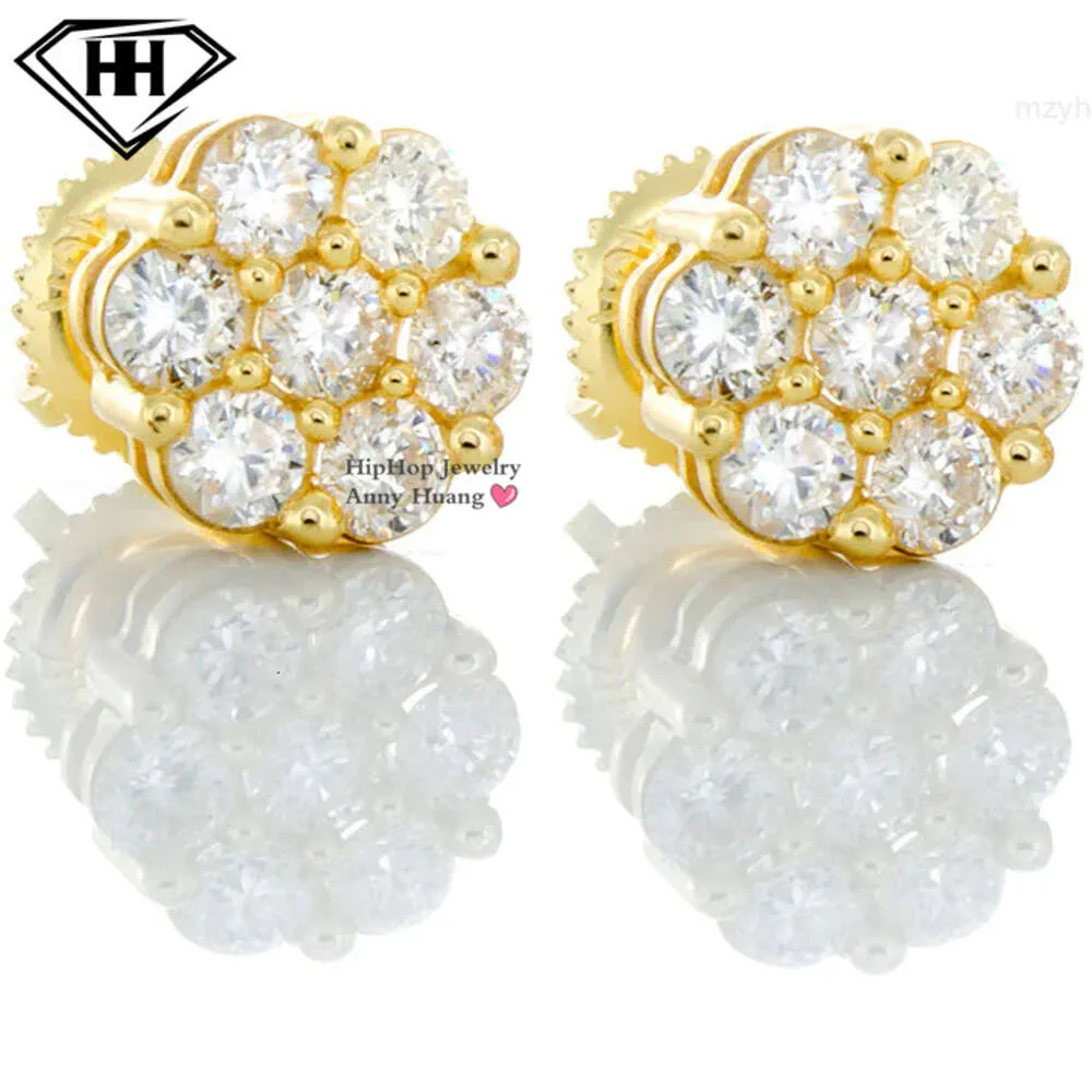 Real 14k Gold 2 Carat Lab Diamond Flower Earrings Women Gia Natural Diamonds Screw Back Stud and Accessories Wholesale