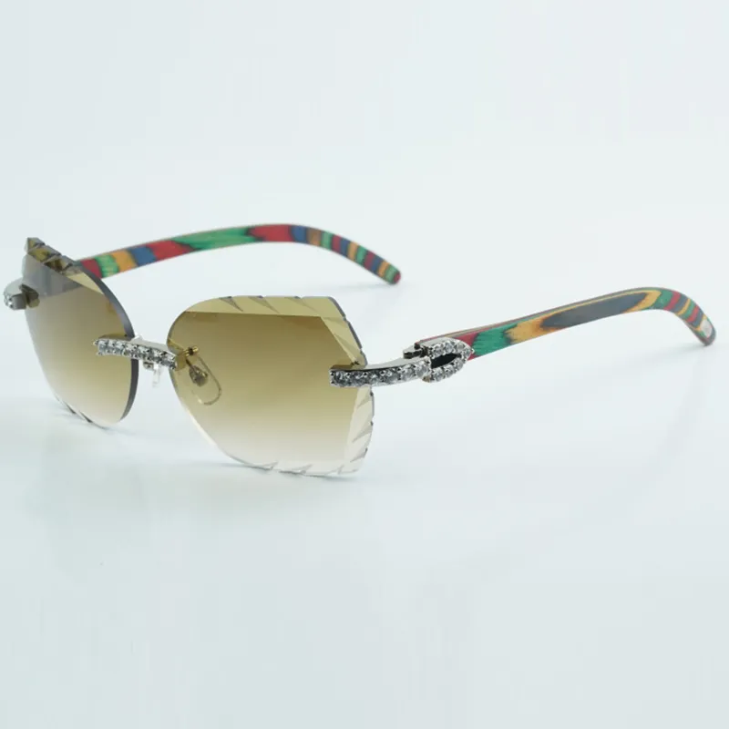 Nowe naturalne okulary przeciwsłoneczne z drewna pawi 8300817 Cutne okulary przeciwsłoneczne luksusowe moda XL Diamentowe rozmiar 18-135 mm