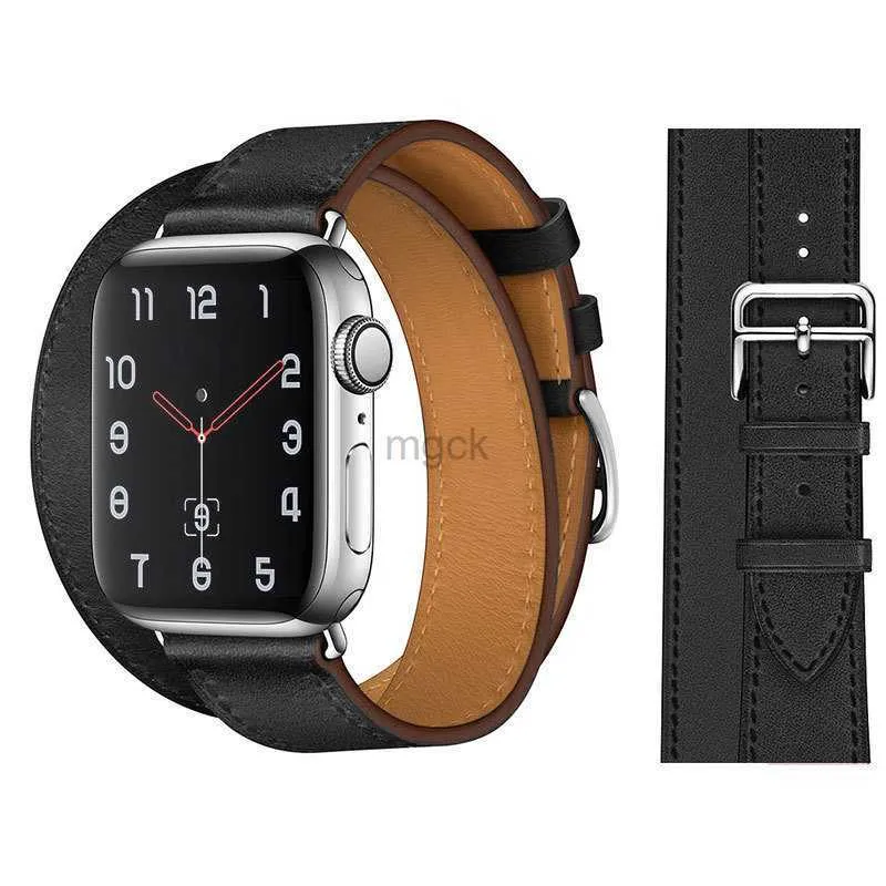 Bands Watch Smart Watch Straps For Watch Band Series 8 Ultra Leather Smartwatches Strap Replacement med Adapter Connector Accessories 240308