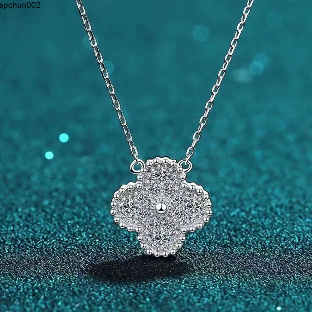 Colliers plaqués argent 925, collier de luxe de styliste, fleurs, trèfle à quatre feuilles, pendentif tendance, bijoux de fête de mariage, Javc