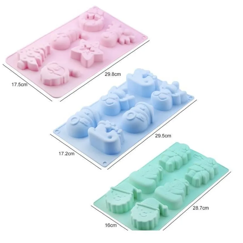 Baking Moulds Christmas Sile Cake Mold For Tree Snowman Decoration Tools Non-stick Sil Mould 3d Diy Decorating Acc qylDTX298S