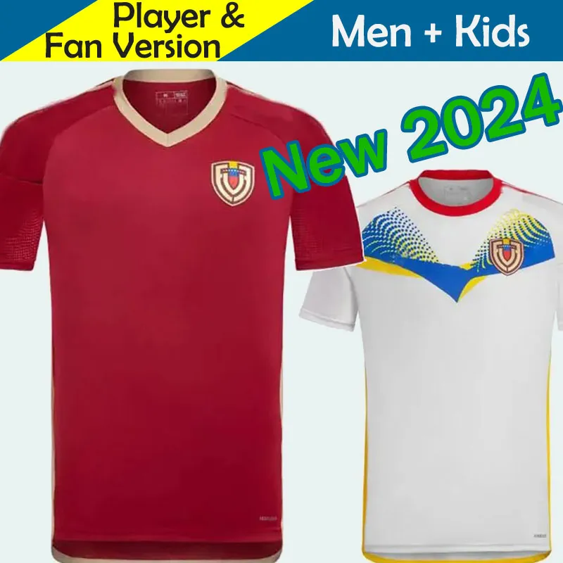2024 2025 Camiseta Venezuela Futebol Jerseys Kids Kit 24/25 Seleção Nacional Camisa de Futebol Homens Home Vermelho Fora Branco Camisetas Copa América CORDOVA SOTELDO RINCON BELLO