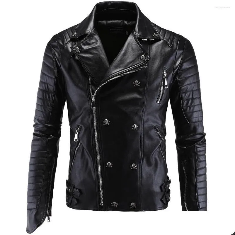 Fourrure Pour Hommes Fausse Fourrure Hommes Fourrure Punk Veste En Cuir Noir Slim Fit Moto Lether Zipper Automne Hiver Manteau Vintage Bike Drop Livrer Dhwyi