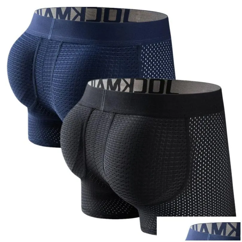 Onderbroeken Jockmail Herenondergoed Boxer Mesh gewatteerd met heupkussens Boxers Bupadded elastische truncks Verbetering Drop Delivery Kleding Dhuan