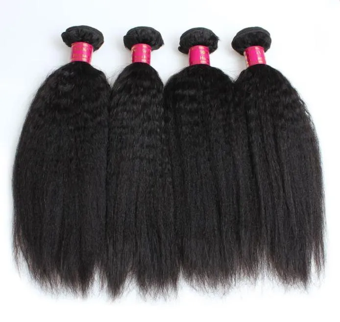 Brazilian Kinky Straight Human Hair Weave Bundles 10A Unprocessed Peruvian Malaysian Indian Italian Coarse Afro Yaki Straight Hair3791747