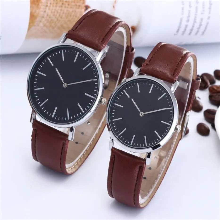 New Fashion LEATHER strip watches 36mm women watches 40mm men watches Quartz Watch Relogio Feminino Montre Femme Wristwatches gift209E