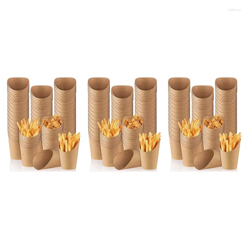 Одноразовые стаканчики, соломинки, 300 шт., держатель для картофеля фри, 14 унций, принадлежности для выпечки на вынос, бумажные коробки для попкорна, коричневые