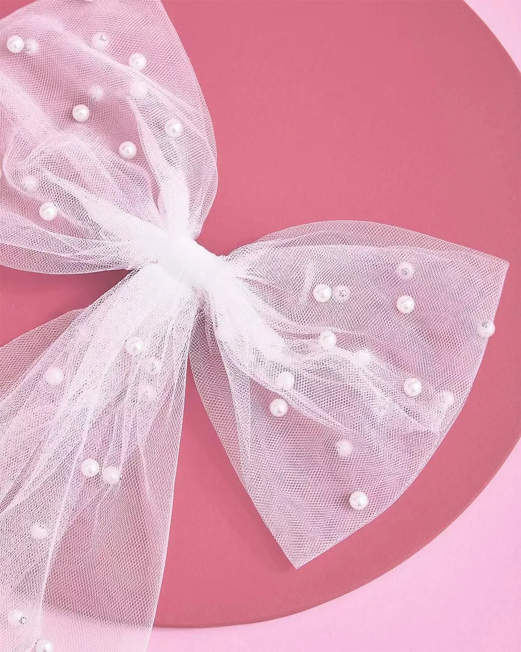 Hot Selling Bridal Shower Gift Pearl Hair Bow Veil Bridesmaid Stor hår Bow Wedding Veil 2436