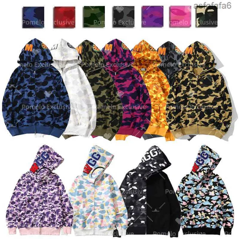 Erkek Hoodie Designer Zip Up Shark Ceketler Kadın Uzun Kollu Kapşonlu Kazanımlı Gevşek Kamuflaj Sweatshirts High Street Giyim Coats Tech Tech Poleece Cardiga Hznb