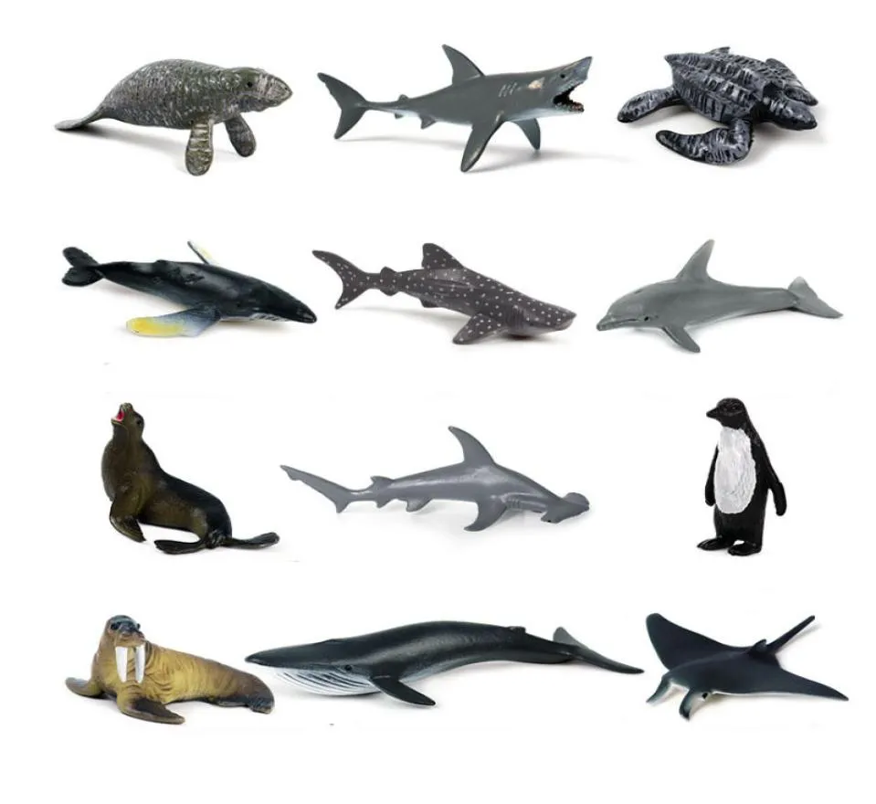 12st Simulation Mini Sea Life Whale Action Figures Livselformiga utbildning Barn barn djurmodell Toy Gift -tecknad Toys5276070