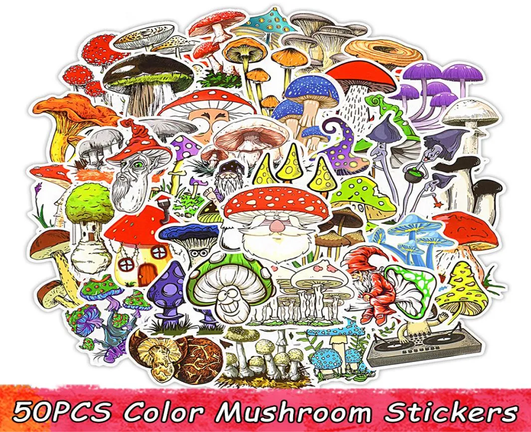 50 PSC couleur champignon autocollants jouets pour enfants Anime autocollant pour Scrapbook ordinateur portable téléphone réfrigérateur étanche décalcomanies enfants G8725327