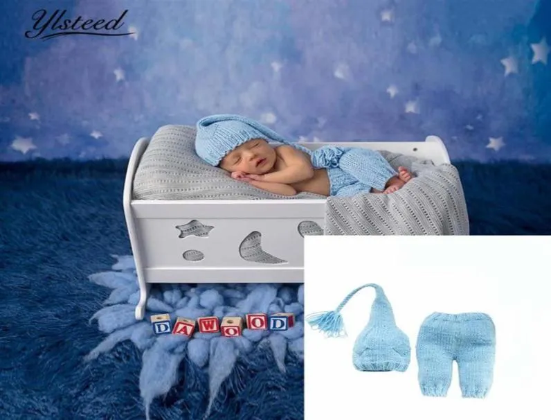 Ylsteed 2sts virkade nyfödda kläder för pografi baby pojke po props långa svanshatt byxor set spädbarnsskytte outfits26425492260