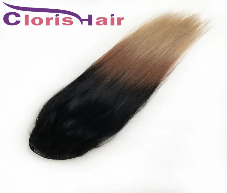 T1B427 Paardenstaart met trekkoord Gekleurd menselijk haar Braziliaans Maagd Recht Paardenstaartextensies Clip Ins 100g Honingblond Ombre Ha8873706