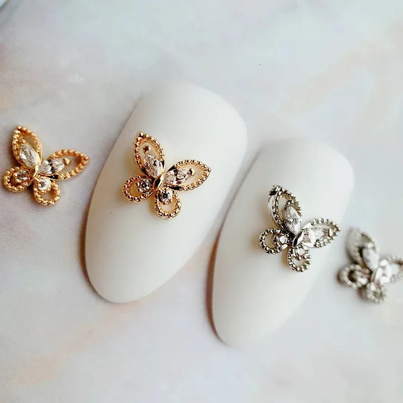 10pcs kawaii kelebek alaşım zirkon kristaller rhinestones takılar tırnak parçaları süslemeler çivi aksesuarlar cazibe malzemeleri 240229