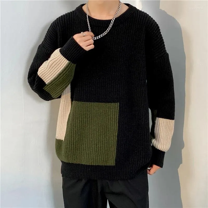 Men's Sweaters 2024 Autumn Cotton Sweater For Men O Neck Patchwork Long Sleeve Pullovers Thick Warm Winter Mens Top B45