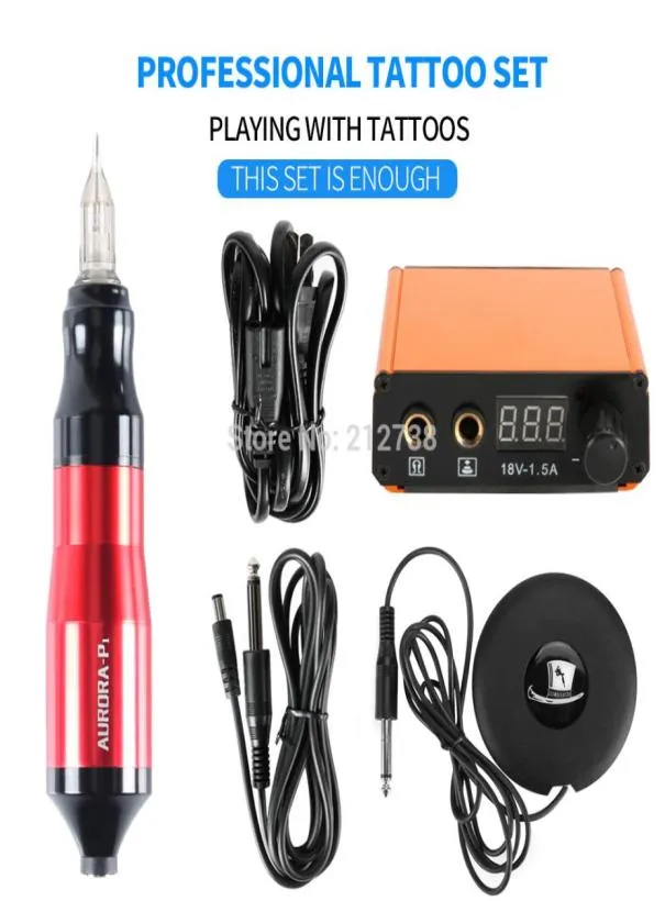 Professionell tatuering Rotary Pen Mini Tattoo Kit Machine Pedal Set Tattoos Supplies Accessories B71836855