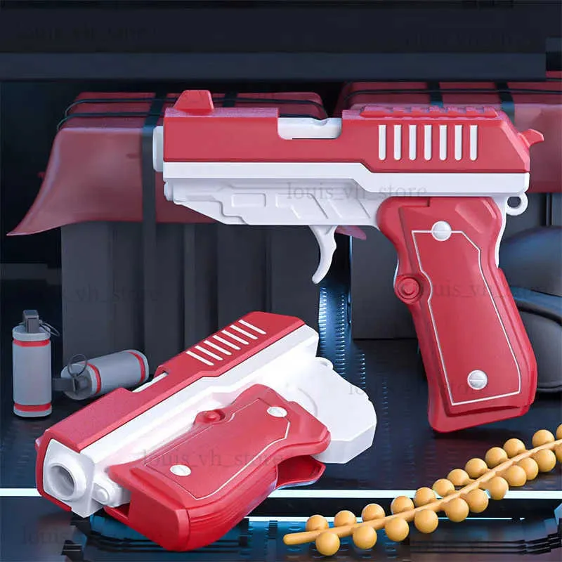 Pistola Giocattoli Pistola a proiettile morbido Pistole giocattolo Pistola pieghevole Manuale Modello di tiro in plastica con proiettili per bambini Giochi all'aperto per adulti T240309