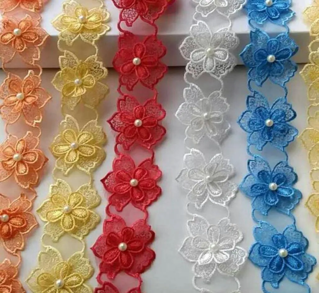 15362 pérola flor solúvel organza renda guarnição tricô casamento bordado diy artesanal retalhos fita costura suprimentos craft1770680