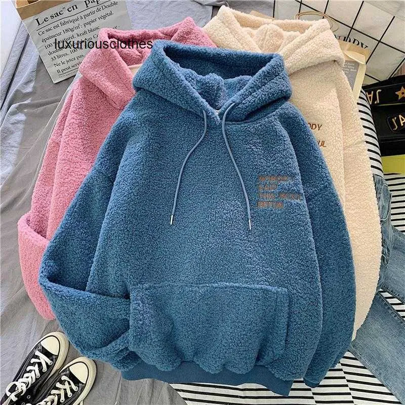 Kvinnors hoodies tröjor kvinnor fleece flanell pullover hoodies hösten vinter söt huva tryck harajuku lös fickrock kvinnlig tröjor spår