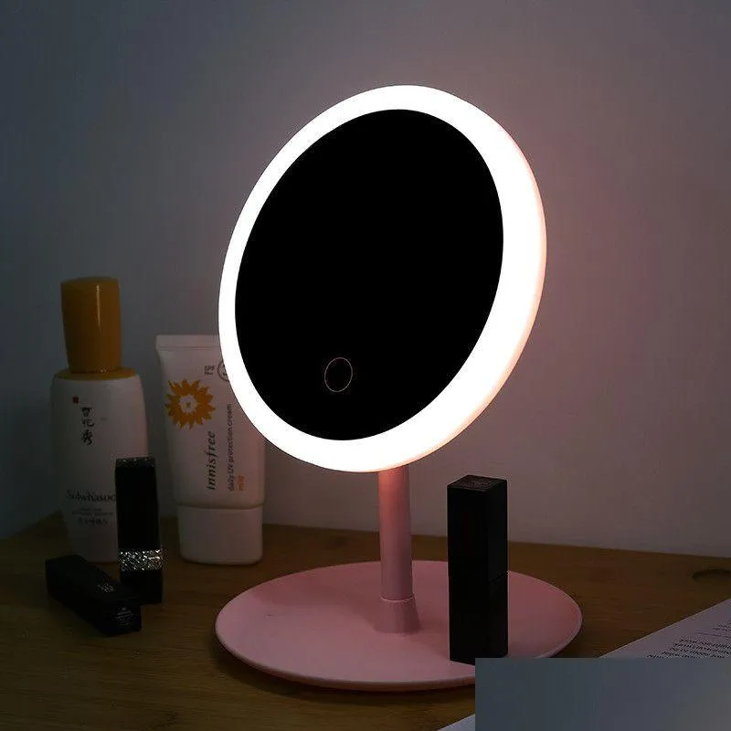 Specchi compatti Specchio per trucco illuminato a led 3 modalità di illuminazione Dimmerabile Rotazione di 90 gradi Touch Sn Specchi cosmetici compatti ricaricabili Dhr6S