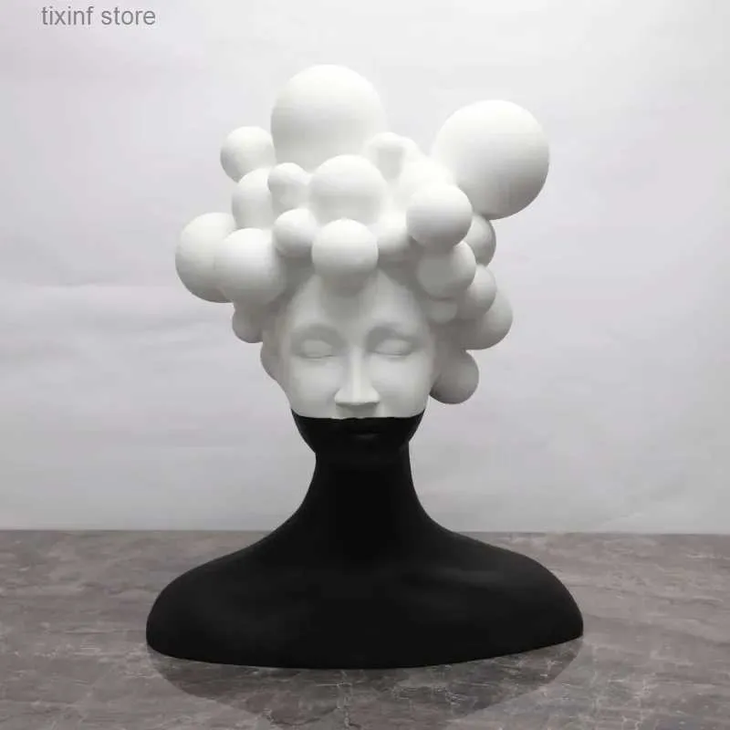 Decorative Objects Figurines Modern Minimalist Art Figure Sculpture Resin Ornaments Model Room Living Room Creative Black and White Girl Soft Decorations T240309