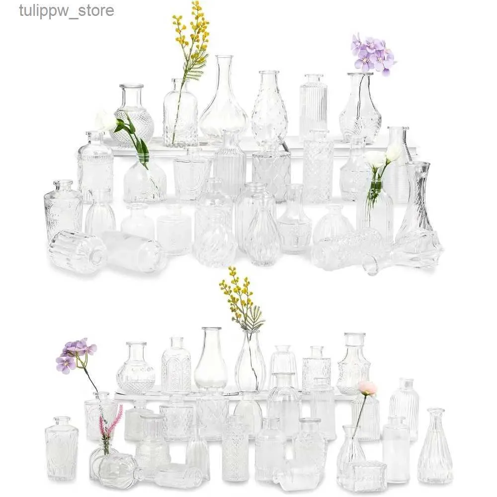 Vaser mini vintage glasvas för rustika bröllopsdekorationer hem bord blomma dekor glas knopp vaser uppsättning av 60 dekoration rum trädgård l240309