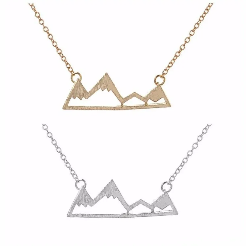Modische Berggipfel-Anhänger-Halskette, geometrische Landschafts-Charakter-Halsketten, galvanisierte versilberte Halsketten, Geschenk fo2825