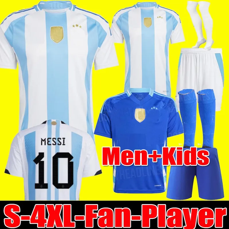 S-4XL 24 25 Messiss Argentinas Home Away Soccer Jerseys 2024 J.Aarez Di Maria Dybala Martinez Allister Maradona Men Kids Shirt Shirt Player