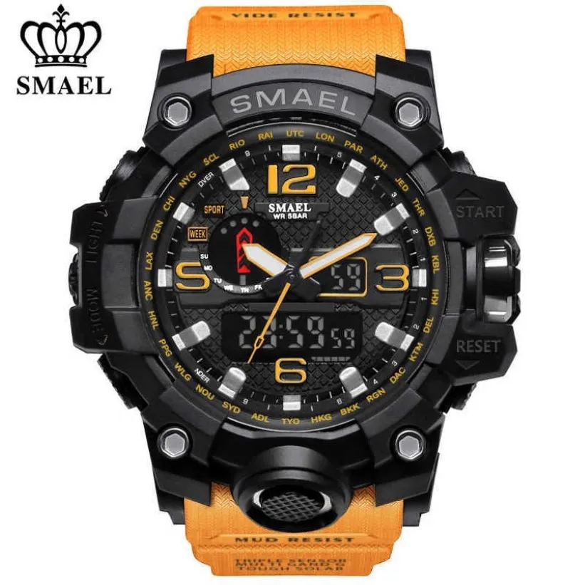 Smael Brand Luxury Military Sports Watches Men Quartz Analog LED Digital Watch Man Waterproof Clock Dual Display Arvurs X062315O