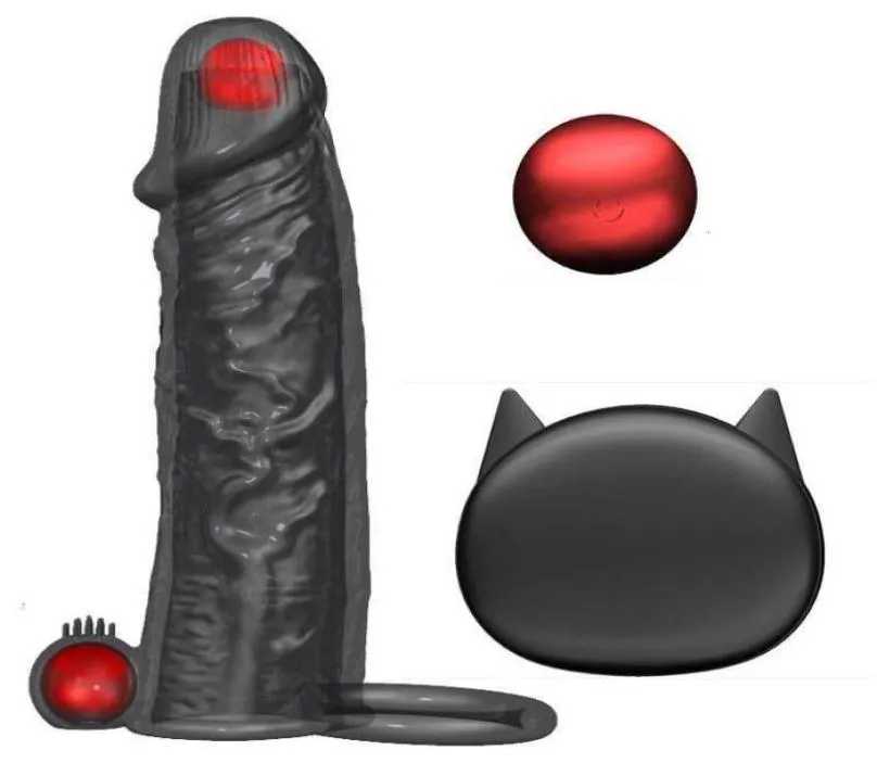 Jouets sexuels masseurs charge télécommande 10 fréquence manchon de pénis allongé et épaissi Double Vibration gland mari femme Res9072929