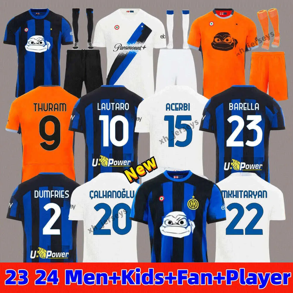 Fani gracz 23 24 Lukaku Lautaro Inters S koszulka piłkarska rocznica Correa Dzeko Barella Skriniar 2023 2024 BROZOVIC DOMOWA DOMOWA SHIRT FABLICZNĄ KIT KIT 7854