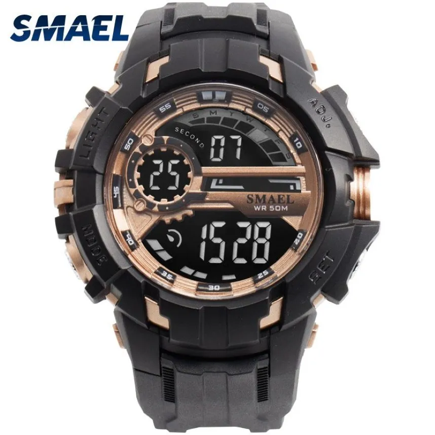 Reloj digital para hombres Relojes deportivos Impermeable SMAEL Relogio Montre Shock Negro Oro Reloj grande Hombres Automático 1610 Hombres Wtach Military2916