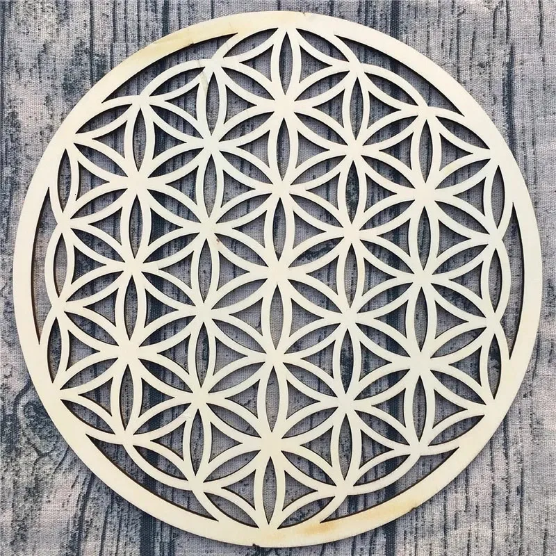 Sacred Geometry Wall Art: Flower of Life Wooden Crystal Grid - Chakra ...
